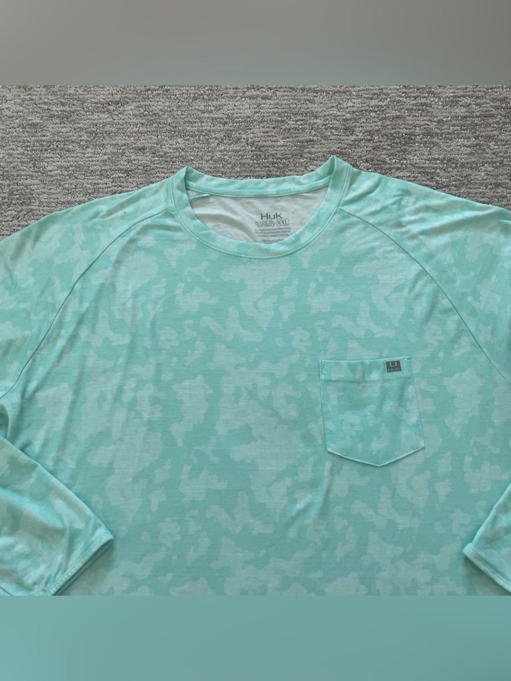 Huk Waypoint Mens XXL Light Green Camo Performance Long Sleeve Fishing Shirt